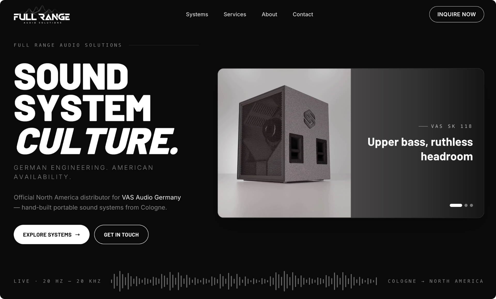 Full Range Audio website preview